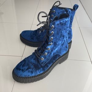 Katy Perry Blue Velvet combat boots